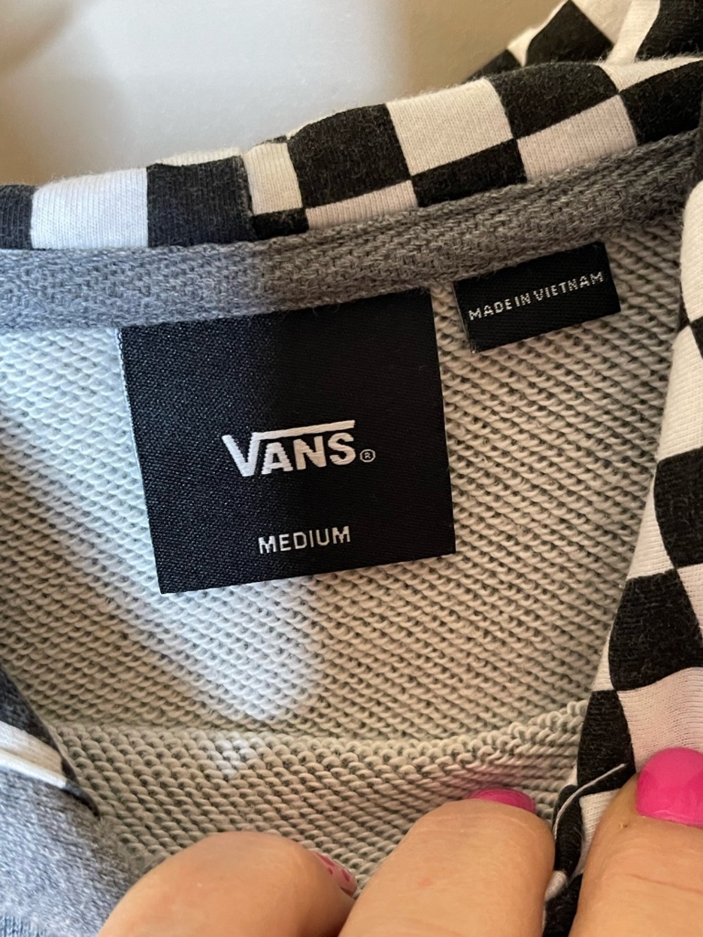 Vans Boom Boom 66 Black & White Checker Trim Gray Hoodie Sz M - Picture 3 of 6